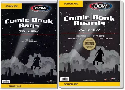 BCW Golden Comic Book Bags and Boards  7 ⅝" x 10 ½"