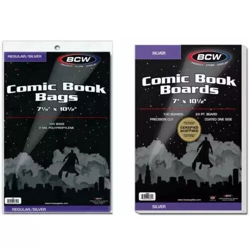 BCW Silver/Standard Comic Book Bags and Boards 7 ⅛" x 10 ½"